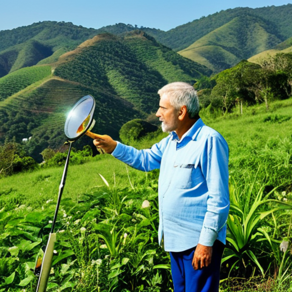 A professional, middle-aged entomologist, fully clothed in modest outdoor attire including a long-sleeved shirt and trousers, is carefully observing a vibrant butterfly in a lush, biodiverse field. They hold a fine-mesh entomological net loosely by their side and use a magnifying glass to examine the insect without disturbing it. The background shows rolling green hills and a clear sky, reminiscent of the countryside in Minas Gerais, Brazil. The scene emphasizes respectful observation and a deep connection with nature. Perfect anatomy, natural pose, correct proportions, well-formed hands, proper finger count. Professional photography, high quality, safe for work, appropriate content, fully clothed, family-friendly.