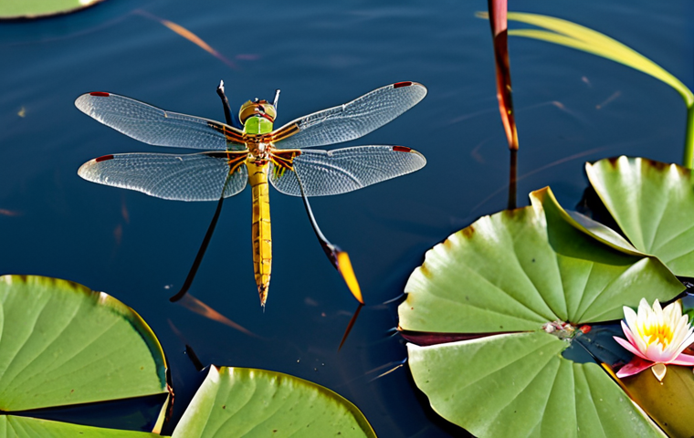 Dragonfly in Flight**

"A dragonfly with delicate, translucent wings, fully clothed, hovering near a pond with lily pads, appropriate attire, safe for work, perfect anatomy, correct proportions, natural pose, professional macro photography, high quality, vibrant colors, modest, family-friendly."

**
