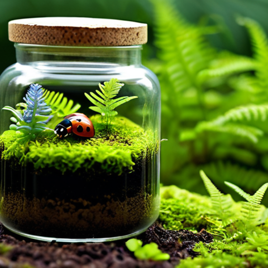 곤충 테라리움 만들기 - Lush Insect Terrarium**
A vibrant, miniature ecosystem inside a glass jar. Lush green moss covers t...