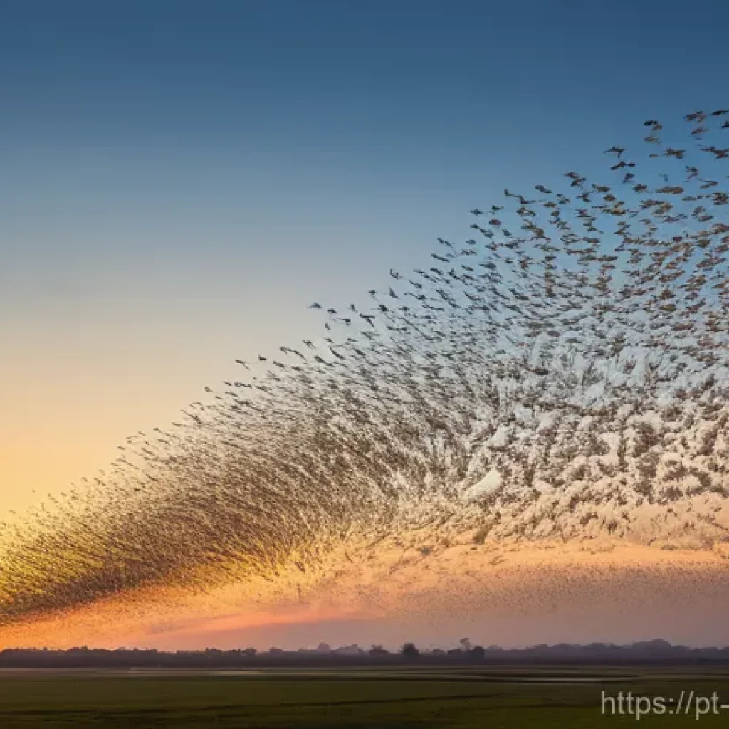 곤충의 계절적 이동 패턴 - **Prompt Title: The Invisible Air Traffic of Our Skies**
    "An aerial, wide-angle shot capturing a...