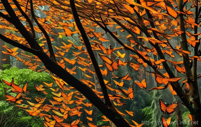 곤충의 계절적 이동 패턴 - **Prompt Title: The Invisible Air Traffic of Our Skies**
    "An aerial, wide-angle shot capturing a...