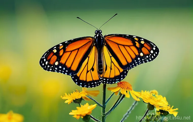 곤충의 계절적 이동 패턴 - **Prompt Title: Monarch Butterfly's Legacy Flight**
    "A stunning, close-up yet sweeping image of ...